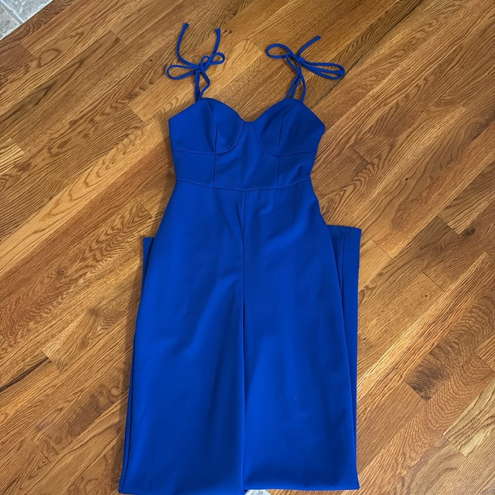 Chic Royal Blue Jumpsuit with Adjustable Straps